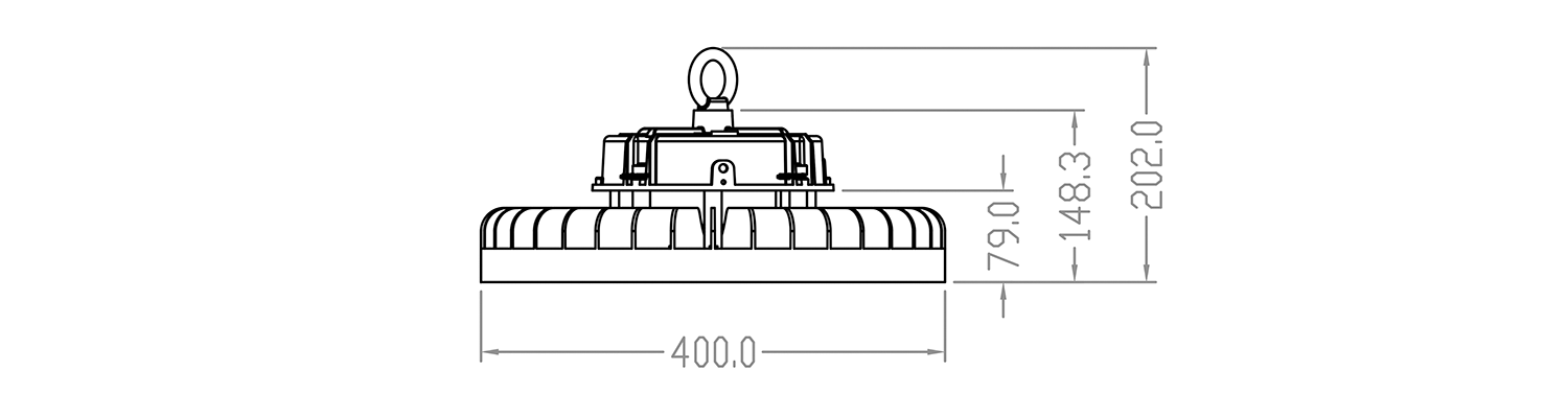 Размеры высокотемпературного светильника AURO-PRO-HB-T1-150